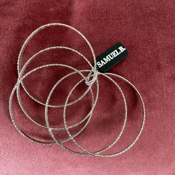 Samuel B. Twisted Silver Bangles - Picture 2 of 5